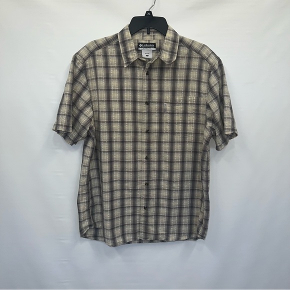 Columbia Button Up Adult Large Mens Multicolor Short Sleeve 100% Cotton Shirt - Picture 1 of 15